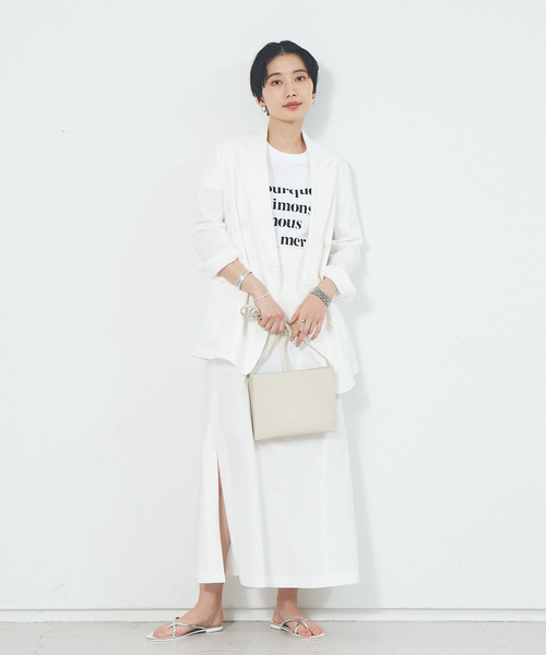 Rouge vif Anna（ルージュヴィフアンナ）の「【セットアップ対応】リネン混サスペンダースカート（スカート・レディース・ホワイト/ベージュ・38/36）」の5枚目の写真