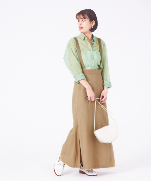 Rouge vif Anna（ルージュヴィフアンナ）の「【セットアップ対応】リネン混サスペンダースカート（スカート・レディース・ホワイト/ベージュ・38/36）」の8枚目の写真