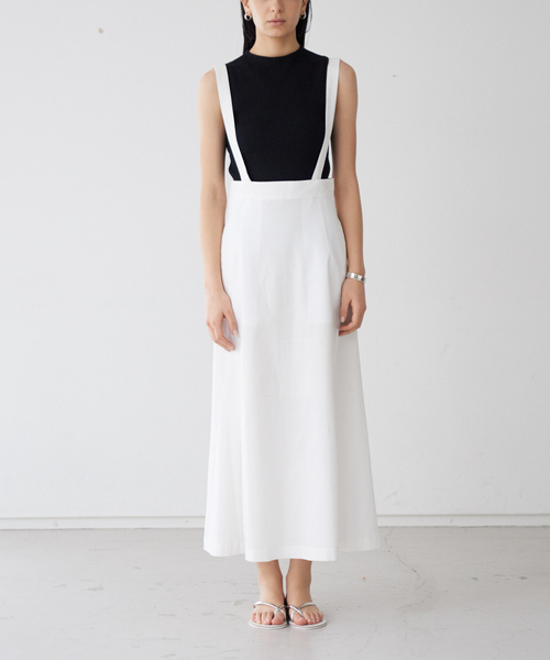 Rouge vif Anna（ルージュヴィフアンナ）の「【セットアップ対応】リネン混サスペンダースカート（スカート・レディース・ホワイト/ベージュ・38/36）」の10枚目の写真