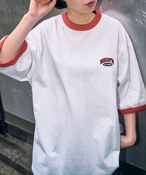 BEN DAVIS（ベンデイビス）の「【BEN DAVIS/ベンデイビス】 別注バックプリントリンガーTee/リンガーTシャツ/ユニセックス（Tシャツ/カットソー・レディース・ブルー/グリーン/レッド/ネイビー・SMALL/LARGE/MEDIUM/X-LARGE）」の6枚目の写真