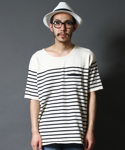 AMERICAN RAG CIE(アメリカンラグシー)の「AMERICAN RAG CIE ビックシルエット 半袖 ニットTシャツ【WEB限定】(Tシャツ/カットソー・メンズ・ブラック×ホワイト/ネイビー/ホワイト×ネイビー/ブラック・2/1/3)」の20枚目の写真