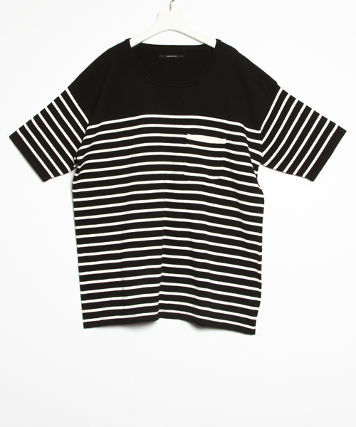 AMERICAN RAG CIE(アメリカンラグシー)の「AMERICAN RAG CIE ビックシルエット 半袖 ニットTシャツ【WEB限定】(Tシャツ/カットソー・メンズ・ブラック×ホワイト/ネイビー/ホワイト×ネイビー/ブラック・2/1/3)」の15枚目の写真