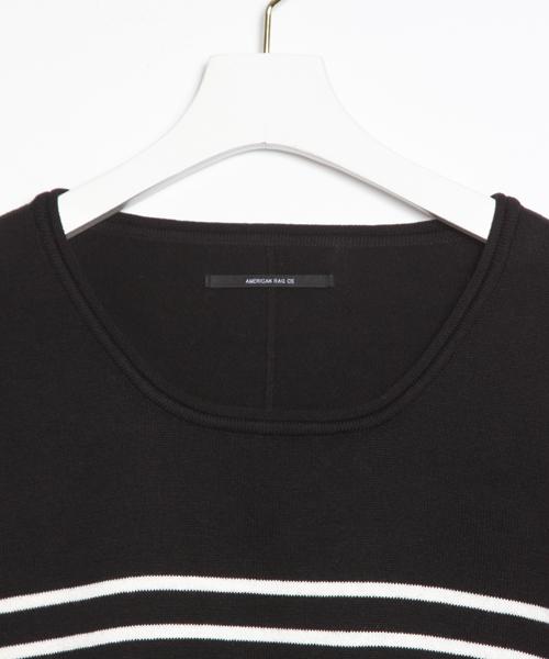 AMERICAN RAG CIE(アメリカンラグシー)の「AMERICAN RAG CIE ビックシルエット 半袖 ニットTシャツ【WEB限定】(Tシャツ/カットソー・メンズ・ブラック×ホワイト/ネイビー/ホワイト×ネイビー/ブラック・2/1/3)」の16枚目の写真