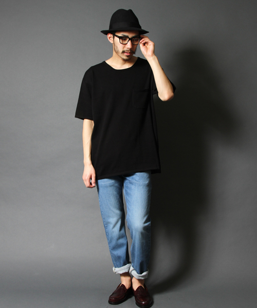 AMERICAN RAG CIE(アメリカンラグシー)の「AMERICAN RAG CIE ビックシルエット 半袖 ニットTシャツ【WEB限定】(Tシャツ/カットソー・メンズ・ブラック×ホワイト/ネイビー/ホワイト×ネイビー/ブラック・2/1/3)」の7枚目の写真