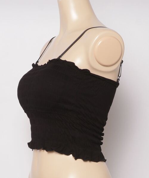 WC（ダブル シー）の「シャーリングフリルキャミ（キャミソール・レディース・ブラック/ホワイト・FREE）」の3枚目の写真
