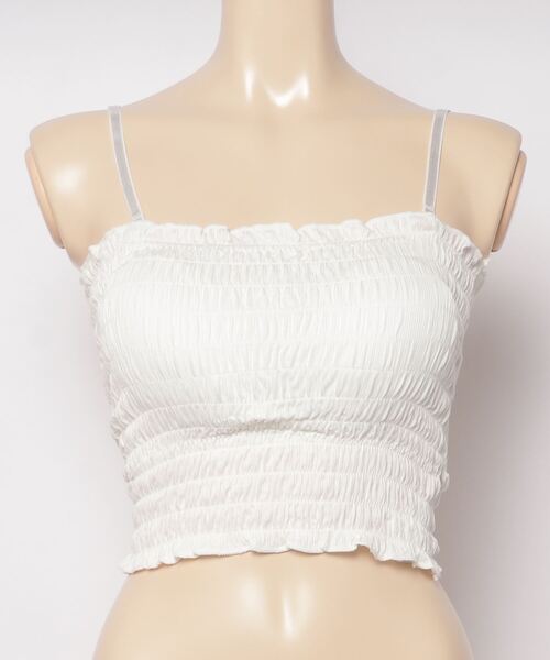 WC（ダブル シー）の「シャーリングフリルキャミ（キャミソール・レディース・ブラック/ホワイト・FREE）」の10枚目の写真