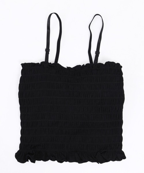 WC（ダブル シー）の「シャーリングフリルキャミ（キャミソール・レディース・ブラック/ホワイト・FREE）」の6枚目の写真