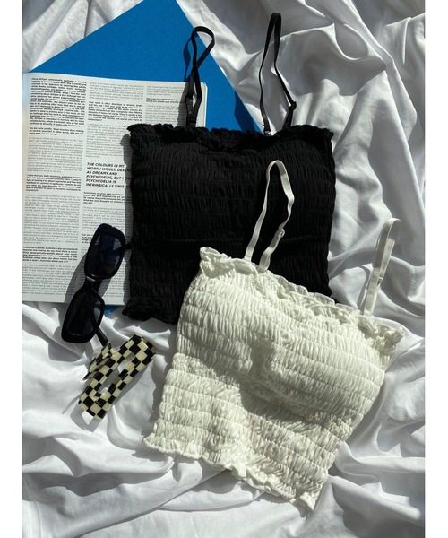 WC（ダブル シー）の「シャーリングフリルキャミ（キャミソール・レディース・ブラック/ホワイト・FREE）」の15枚目の写真