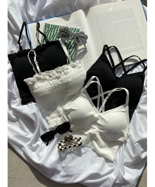 WC（ダブル シー）の「シャーリングフリルキャミ（キャミソール・レディース・ブラック/ホワイト・FREE）」の14枚目の写真