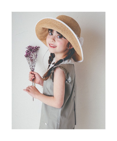 Tartine et Chocolat（タルティーヌエショコラ）の「TartineetChocolat/ペーパーブロードフリルハット(52~56cm)（ハット・キッズ・ホワイト/ブルー・54/52/56）」の5枚目の写真