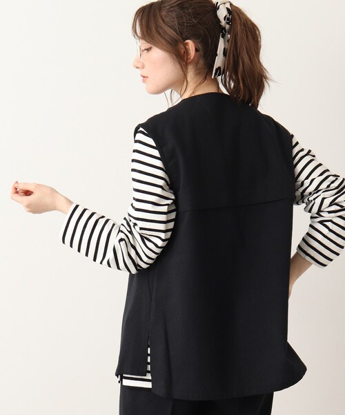 DRESKIP（ドレスキップ）の「◆麻混ノーカラージレ【セットアップ可】（ベスト・レディース・ナチュラル/ブラック・03/02）」の13枚目の写真