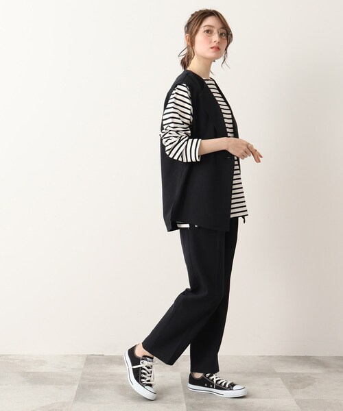 DRESKIP（ドレスキップ）の「◆麻混ノーカラージレ【セットアップ可】（ベスト・レディース・ナチュラル/ブラック・03/02）」の15枚目の写真