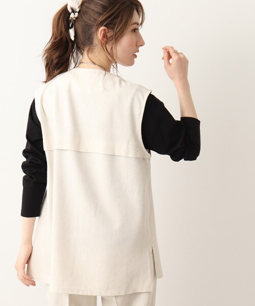 DRESKIP（ドレスキップ）の「◆麻混ノーカラージレ【セットアップ可】（ベスト・レディース・ナチュラル/ブラック・03/02）」の20枚目の写真