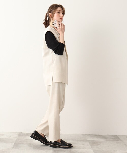 DRESKIP（ドレスキップ）の「◆麻混ノーカラージレ【セットアップ可】（ベスト・レディース・ナチュラル/ブラック・03/02）」の21枚目の写真