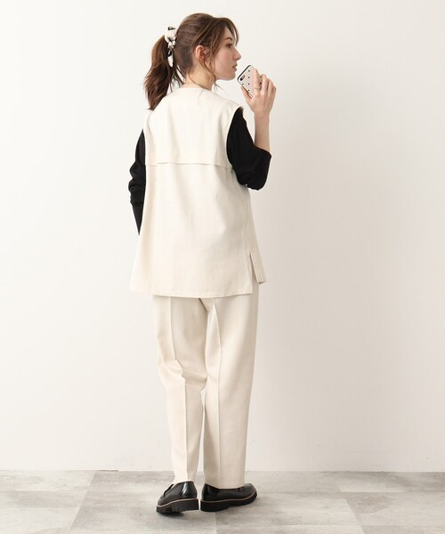 DRESKIP（ドレスキップ）の「◆麻混ノーカラージレ【セットアップ可】（ベスト・レディース・ナチュラル/ブラック・03/02）」の22枚目の写真