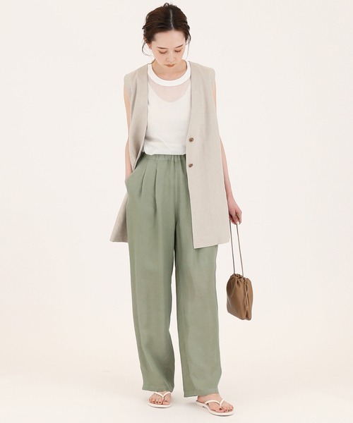 SLOBE IENA（スローブイエナ）の「CU/TWLアジャストウエストパンツ◆（その他パンツ・レディース・グリーン/ブラック・36/38）」の22枚目の写真