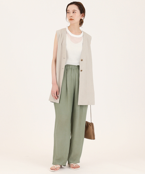 SLOBE IENA（スローブイエナ）の「CU/TWLアジャストウエストパンツ◆（その他パンツ・レディース・グリーン/ブラック・36/38）」の21枚目の写真