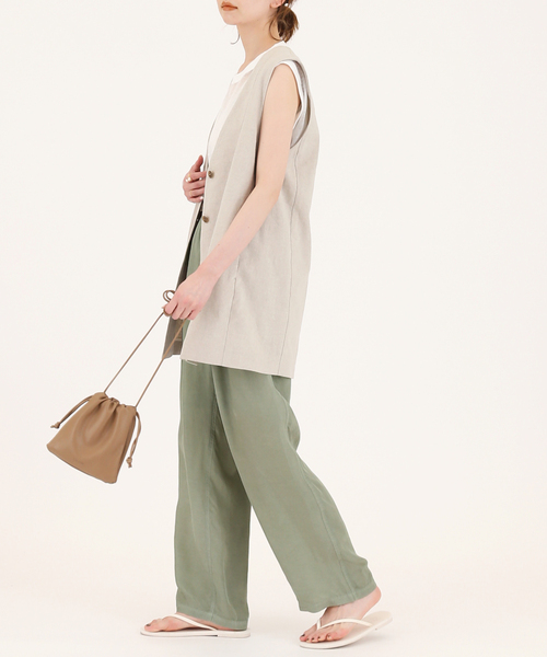 SLOBE IENA（スローブイエナ）の「CU/TWLアジャストウエストパンツ◆（その他パンツ・レディース・グリーン/ブラック・36/38）」の19枚目の写真