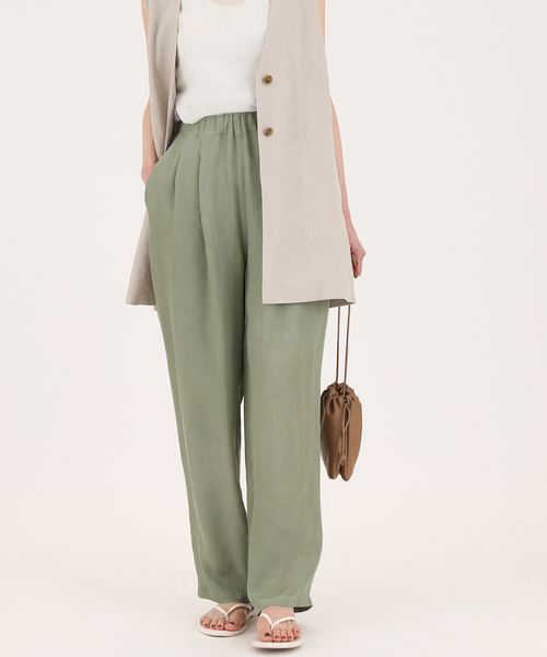 SLOBE IENA（スローブイエナ）の「CU/TWLアジャストウエストパンツ◆（その他パンツ・レディース・グリーン/ブラック・36/38）」の17枚目の写真