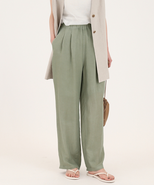 SLOBE IENA（スローブイエナ）の「CU/TWLアジャストウエストパンツ◆（その他パンツ・レディース・グリーン/ブラック・36/38）」の16枚目の写真