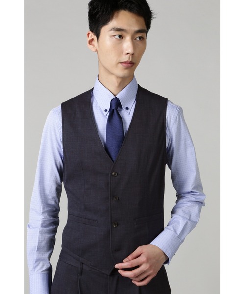 HIGH STREET（ハイストリート）の「HIGH STREET∴BEL&COチェックプリントジャージジレ（スーツベスト・メンズ・ブルー/ネイビー・L/M/LL/S）」の2枚目の写真
