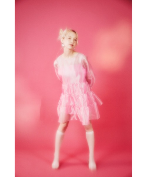 WC（ダブル シー）の「シアーティアードワンピース（ワンピース・レディース・ホワイト/ピンク/ブラック・FREE）」の6枚目の写真