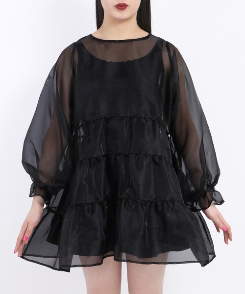 WC（ダブル シー）の「シアーティアードワンピース（ワンピース・レディース・ホワイト/ピンク/ブラック・FREE）」の11枚目の写真