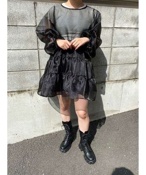 WC（ダブル シー）の「シアーティアードワンピース（ワンピース・レディース・ホワイト/ピンク/ブラック・FREE）」の17枚目の写真