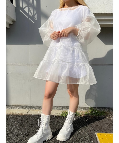 WC（ダブル シー）の「シアーティアードワンピース（ワンピース・レディース・ホワイト/ピンク/ブラック・FREE）」の18枚目の写真