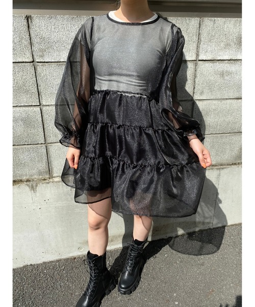 WC（ダブル シー）の「シアーティアードワンピース（ワンピース・レディース・ホワイト/ピンク/ブラック・FREE）」の16枚目の写真