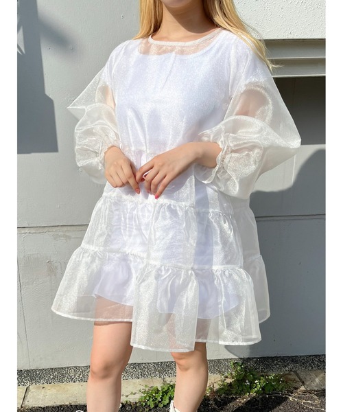 WC（ダブル シー）の「シアーティアードワンピース（ワンピース・レディース・ホワイト/ピンク/ブラック・FREE）」の19枚目の写真