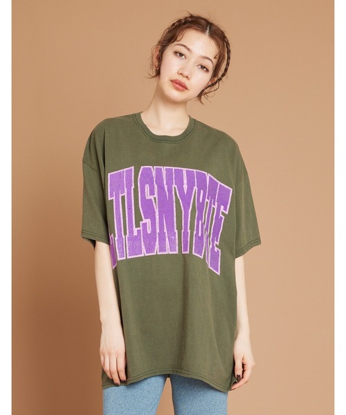 Little sunny bite（リトルサニーバイト）の「FLOCKY LOGO BIG TEE（Tシャツ/カットソー・レディース・ホワイト/ブラック/カーキ・SMALL/MEDIUM）」の3枚目の写真