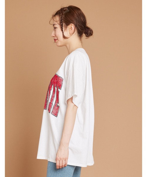 Little sunny bite（リトルサニーバイト）の「FLOCKY LOGO BIG TEE（Tシャツ/カットソー・レディース・ホワイト/ブラック/カーキ・SMALL/MEDIUM）」の9枚目の写真