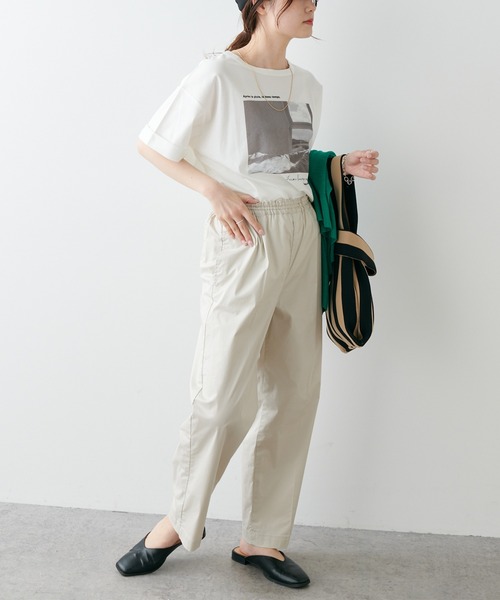 PUAL CE CIN（ピュアルセシン）の「フォトプリントシルケットTシャツ（Tシャツ/カットソー・レディース・サックスブルー/グレイッシュベージュ/ホワイト系1/ホワイト系2・FREE）」の22枚目の写真