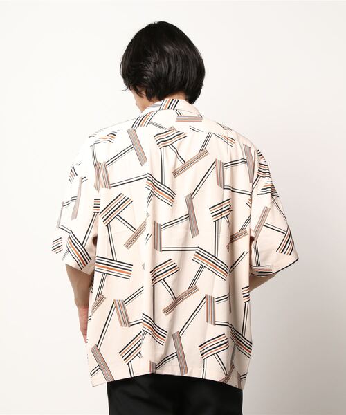 セール】【ATELANE】ジオメトリック柄ショートスリーブオープンシャツ
