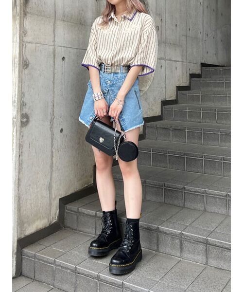 jouetie（ジュエティ）の「カラーステッチローズシャツ（シャツ/ブラウス・レディース・ブラック/オフホワイト/ピンク/ブルー・MEDIUM）」の11枚目の写真