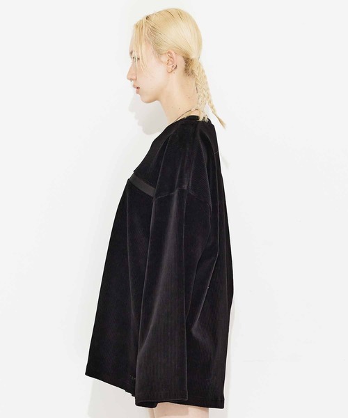 X-girl（エックスガール）の「RIB V-NECK TOP（Tシャツ/カットソー・レディース・ブラック/ブラウン/グレー・S/M）」の4枚目の写真