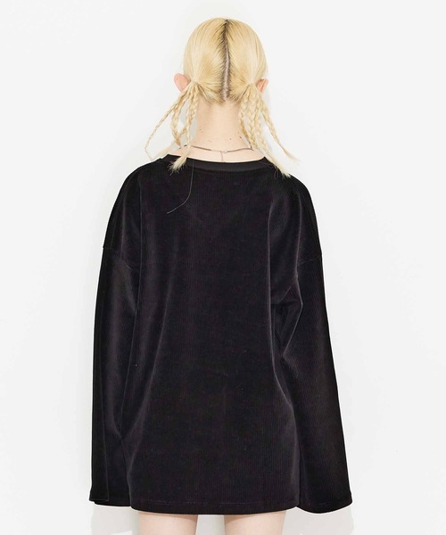 X-girl（エックスガール）の「RIB V-NECK TOP（Tシャツ/カットソー・レディース・ブラック/ブラウン/グレー・S/M）」の5枚目の写真