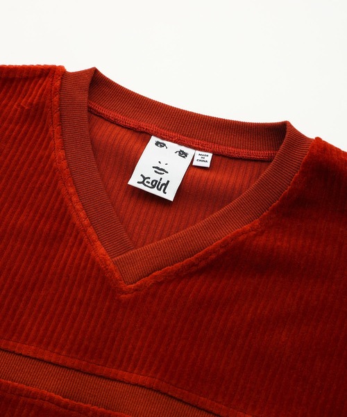 X-girl（エックスガール）の「RIB V-NECK TOP（Tシャツ/カットソー