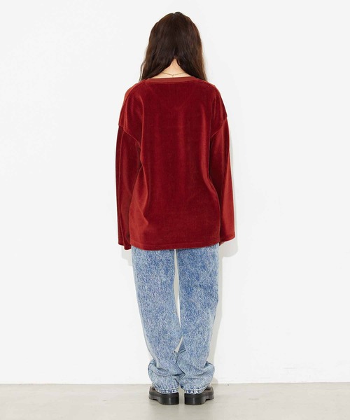 X-girl（エックスガール）の「RIB V-NECK TOP（Tシャツ/カットソー・レディース・ブラック/ブラウン/グレー・S/M）」の10枚目の写真