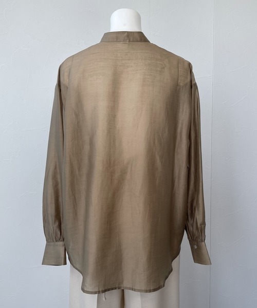 ReNorm（リノーム）の「バンドカラーシースルーシャツ（シャツ/ブラウス・レディース・ピンク/グリーン/モカ・フリー）」の11枚目の写真