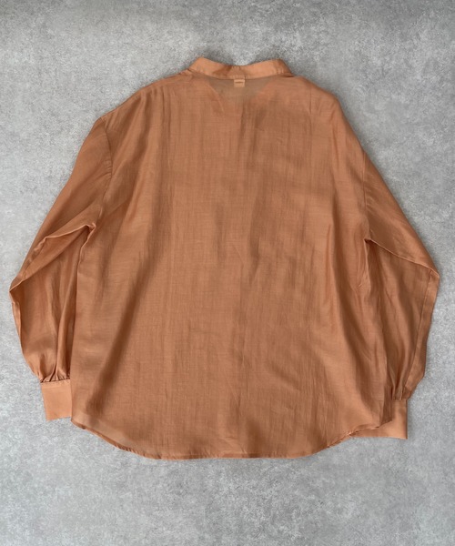 ReNorm（リノーム）の「バンドカラーシースルーシャツ（シャツ/ブラウス・レディース・ピンク/グリーン/モカ・フリー）」の12枚目の写真