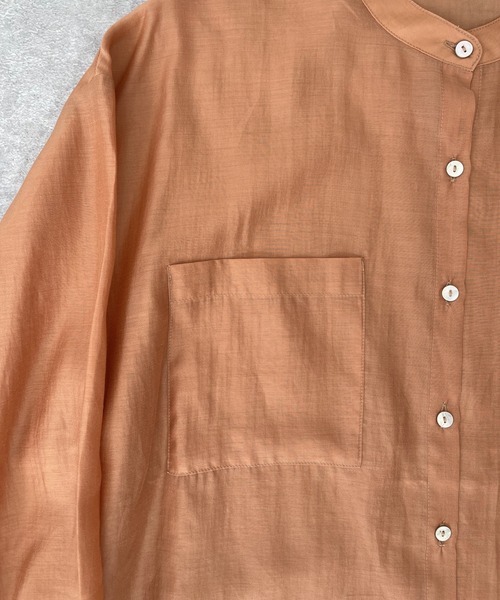 ReNorm（リノーム）の「バンドカラーシースルーシャツ（シャツ/ブラウス・レディース・ピンク/グリーン/モカ・フリー）」の16枚目の写真