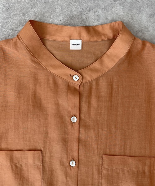 ReNorm（リノーム）の「バンドカラーシースルーシャツ（シャツ/ブラウス・レディース・ピンク/グリーン/モカ・フリー）」の17枚目の写真