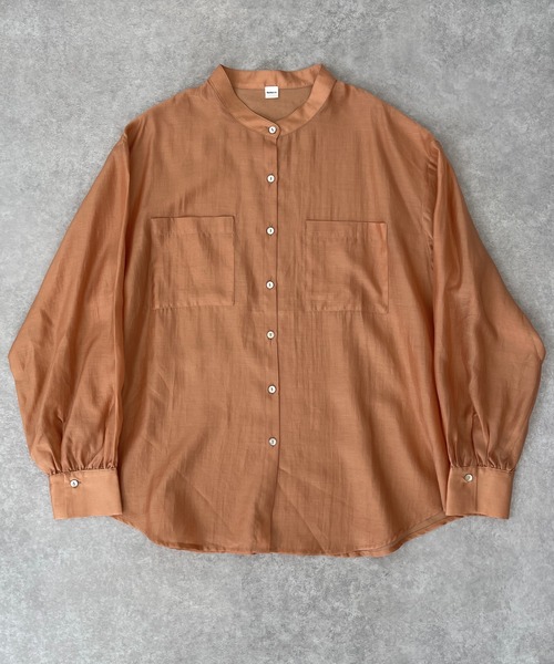 ReNorm（リノーム）の「バンドカラーシースルーシャツ（シャツ/ブラウス・レディース・ピンク/グリーン/モカ・フリー）」の18枚目の写真