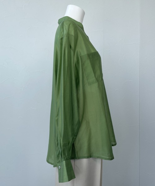 ReNorm（リノーム）の「バンドカラーシースルーシャツ（シャツ/ブラウス・レディース・ピンク/グリーン/モカ・フリー）」の19枚目の写真