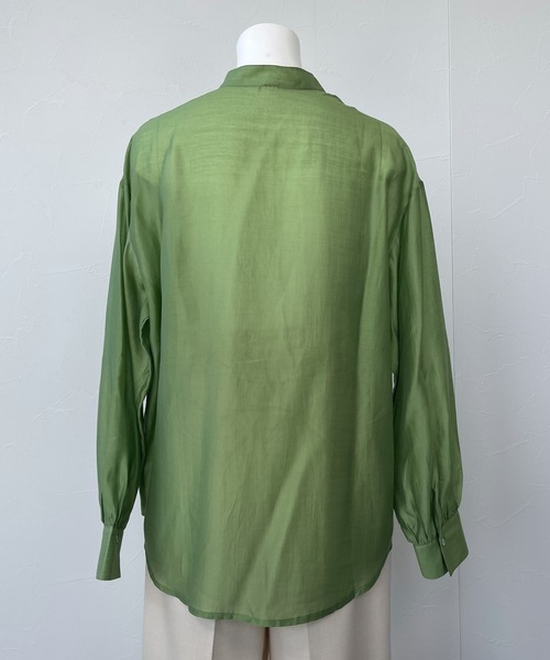 ReNorm（リノーム）の「バンドカラーシースルーシャツ（シャツ/ブラウス・レディース・ピンク/グリーン/モカ・フリー）」の20枚目の写真