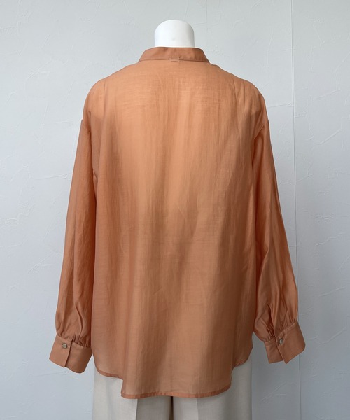 ReNorm（リノーム）の「バンドカラーシースルーシャツ（シャツ/ブラウス・レディース・ピンク/グリーン/モカ・フリー）」の21枚目の写真