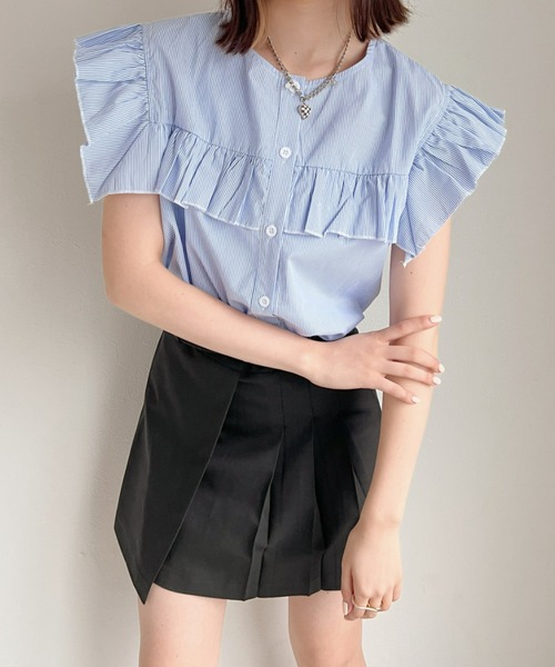 at12:03（アットイチニーゼロサン）の「ベルト付き ラッププリーツスカートパンツ（スカート・レディース・ブラック/グレー・S/M）」の10枚目の写真