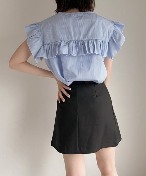 at12:03（アットイチニーゼロサン）の「ベルト付き ラッププリーツスカートパンツ（スカート・レディース・ブラック/グレー・S/M）」の8枚目の写真